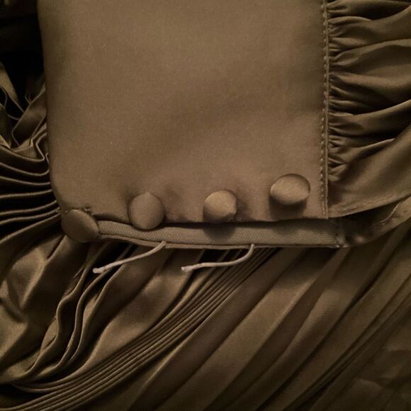 MAC DUGGAL 49718 Womens Olive Long Sleeve High Neck Heat Pleated Dress Flaws - Picture 12 of 14